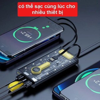 Sỉ 12x -Sạc dự phòng trong suốt 20.000mAh công suất 120W, 2 cổng sạc nhanh 22,5W và cổng type-C 20W, kèm 4 đầu sạc