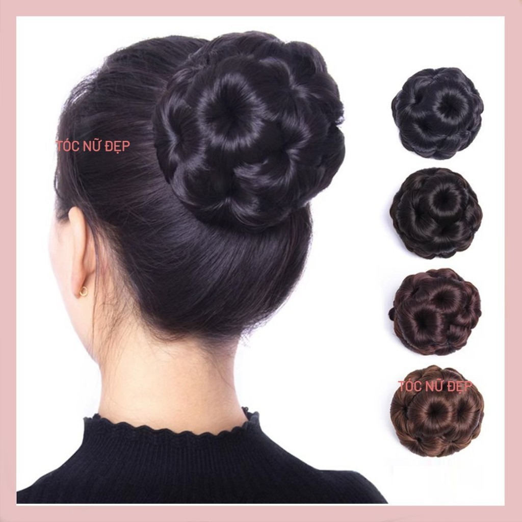 Búi tóc giả trung niên BU01 Tóc giả búi thời trang dầy dặn Búi tóc nữ đẹp Tóc giả búi nữ gọn gàng