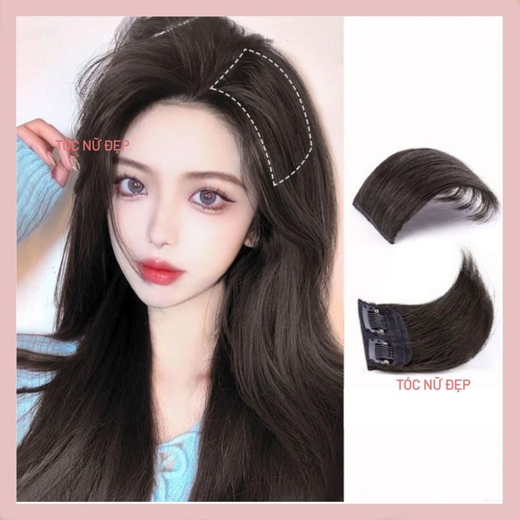 Kẹp phồng chân tóc, tóc giả kẹp phồng loại đẹp chất tóc như thật ngắn làm tôn tóc dài 10cm DP02