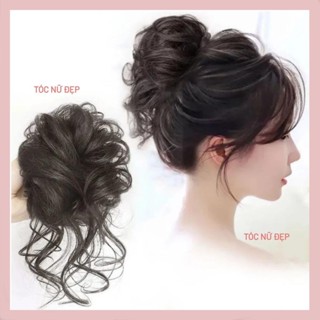  Tóc giả búi xoăn kẹp có râu mẫu mới BU09 Búi ngoạm tóc giả Búi ngoạm xoăn đuôi lơi 