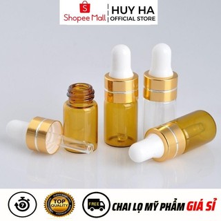 Chai Lọ Chiết Serum, Tinh Dầu Mỏng 5ml,3ml,2ml Khoen Vàng, Phụ Kiện Du Lịch HUHA