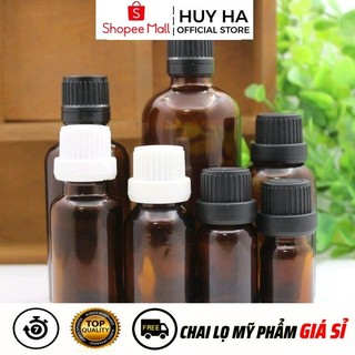 [5ml,10ml] Lọ Chiết Tinh Dầu Thủy Tinh Nắp Vặn Đen, Trắng, Phụ Kiện Du Lịch HUY HA COSMETIC PACKAGING