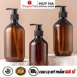 Chai Xịt Vòi Nhấn Sữa Tắm Vỏ Nhựa Pet 300ml Chiết Mỹ Phẩm, Đựng Dầu Gội, Sữa Tắm .  HUHA