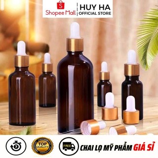 Chai Lọ Chiết Serum [100ml] Đựng Tinh Dầu Thủy Tinh Nắp Bóp Giọt Khoen Vàng, Bạc, Đen  HUHA