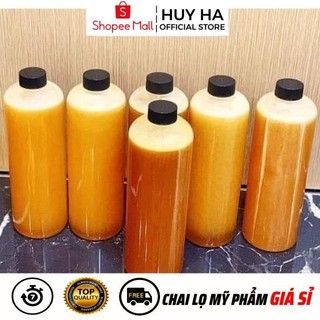 Chai Lọ Nhựa Pet Nắp Vặn Đen 500ml, 1 Lít Dày Đựng Trà Sữa, Mật Ong, Nước Trái Cây, HUHA