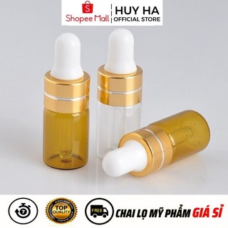 Chai Lọ Chiết Serum [2ml,3ml,5ml] Đựng Tinh Dầu Thủy Tinh Mỏng Khoen Vàng Chiết Mỹ Phẩm HUHA