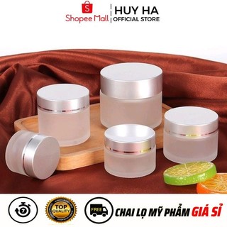 Hũ Hộp Chiết Mỹ Phẩm Thủy Tinh Mờ Nắp Bạc 50g Đựng Kem Face  HUY HA COSMETIC PACKAGING, Phụ Kiện Du Lịch