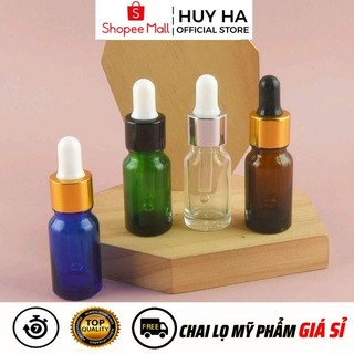[5ml,10ml] Lọ Đựng Tinh Dầu Xanh Lá Chiết Serum Bóp Giọt Khoen Vàng, Đen Chiết Mỹ Phẩm HUHA