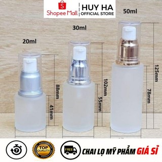 Chai Chiết Mĩ Phẩm Thủy Tinh Mờ Vai Ngang Xịt Giọt 20ml,30ml,50ml Đựng Kem Dưỡng Da,HUY HA COSMETIC PACKAGING