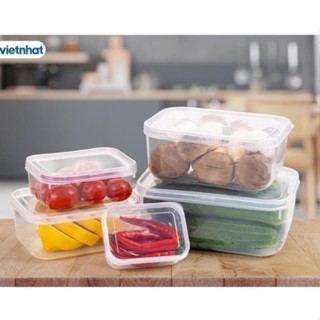 Bộ 5 hộp nhựa đựng thức ăn, hộp lạnh bầu tiện dụng để lò vi sóng, tủ lạnh, hôp trữ đông Việt Nhật