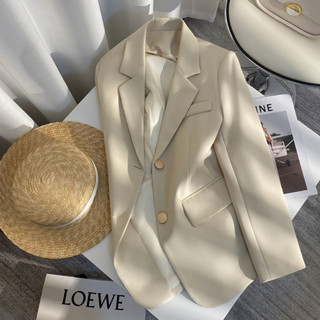 Áo blazer quảng châu 2 lớp 2 màu nude- đen khuy đồng