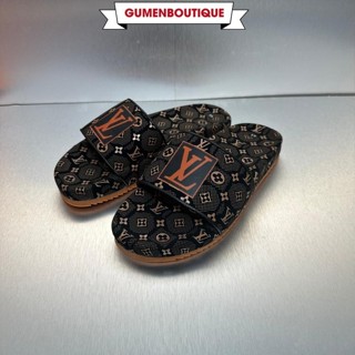 Dép Nam LV In Logo Mix Dập Vân Nổi Cực Nét - Dép Lê Nam LV In Vân Ba Màu Mẫu Hot Hit