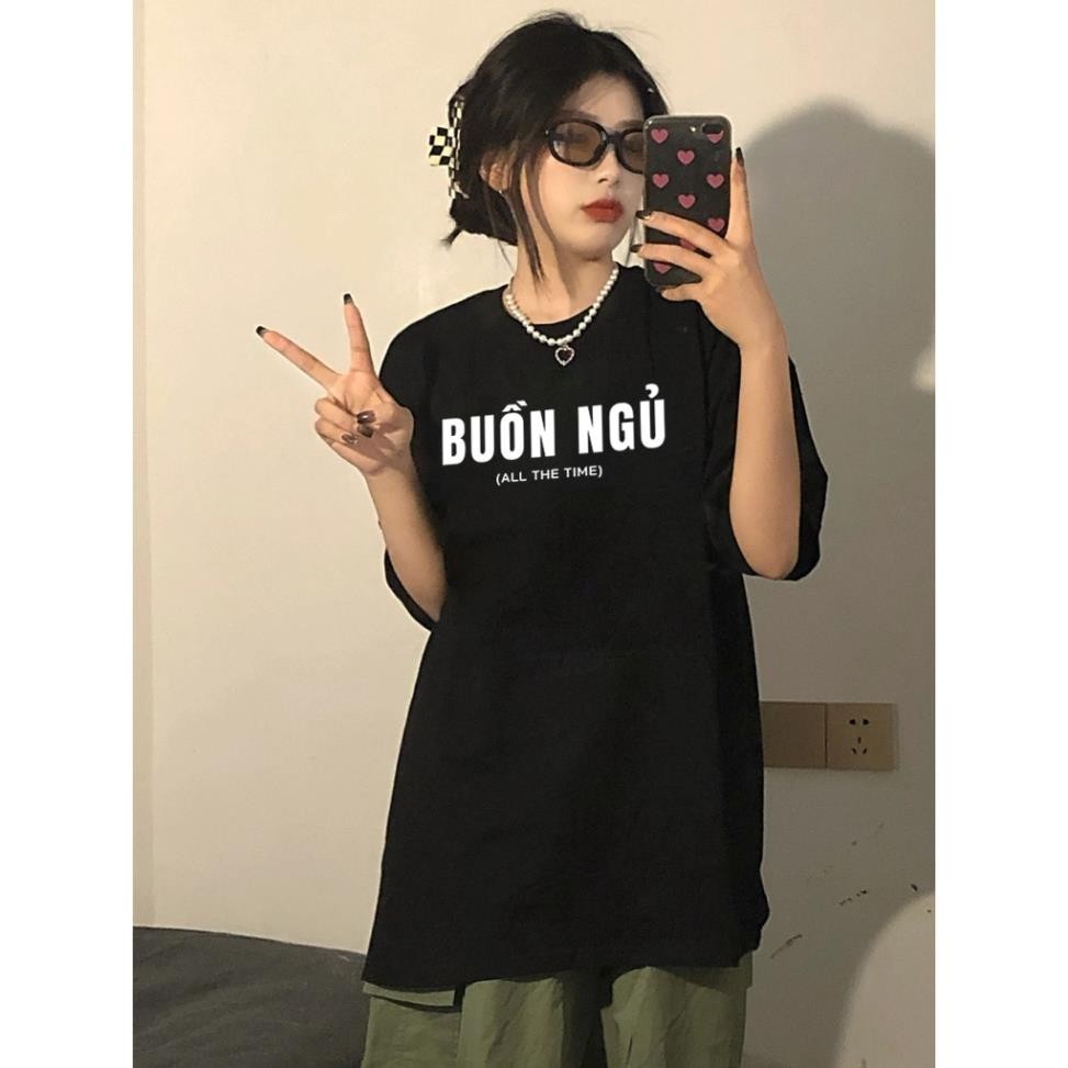 UT Áo Thun Tay Lỡ Cotton Su Unisex Áo Phông Nam Nữ Form Rộng Basic Oversize Phong Cách Đường Phố - Buồn Ngủ