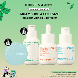 Bộ 4 món chăm da Vitamin C + Retinol + Green tea seed hyaluronic serum + Phấn phủ kiềm dầu 2023
