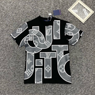 Áo phông nam nữ Premium Cotton in hoạ tiết hoa chữ Eo Vì monogram hai mặt thêu logo lưng cao cấp AP473P