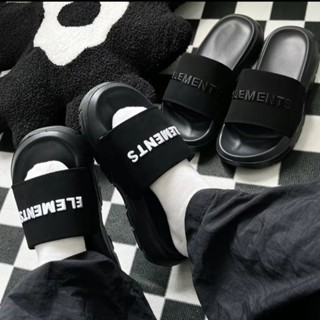 Dép Elements Silde Chunky chữ thêu nam nữ ( D-E02) - Dép quai ngang Elements nam nữ chữ thêu dế cao