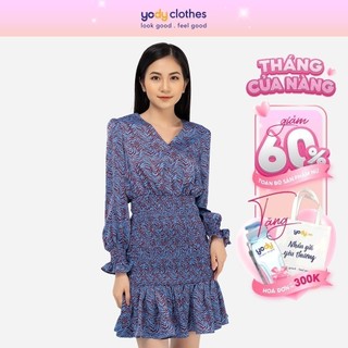 Đầm đuôi cá YODY xòe nhúng eo tay phồng chất lụa mềm mại VDN3622