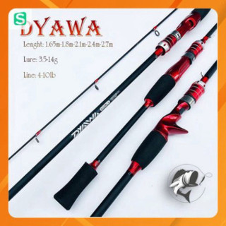 Cần câu lure máy ngang và máy đứng carbon DYAWA đỏ