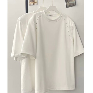 Áo thun nam ngắn tay unisex hoạ tiết đính đá viền tay đẹp mắt, phông nam unisex form rộng phong cách đường phố 5102