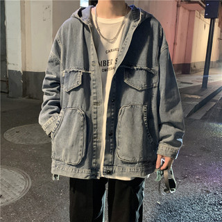 Áo khoác jean denim nam nữ unisex có mũ dáng rộng áo khoát jean mũ trùm đầu nam nữ phong cách Hàn Quốc 2669