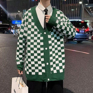 Áo cardigan len nam from rộng hoạ tiết caro len cardigan dáng rộng thời trang hàn quốc oversize MY54