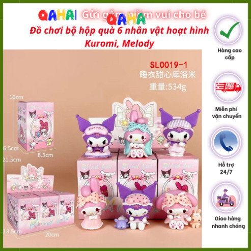 [Full Box] Set 6 hộp quà bí mật kuromi, Kuromi ngoại truyện, Mô hình trang trí - decor bàn làm việc,