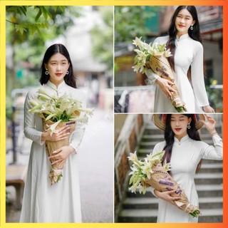ÁO DÀI TRẮNG LỤA TRƠN TRUYỀN THỐNG, ÁO DÀI HỌC SINH, ÁO DÀI MAY SẴN, Áo dài kỷ yếu cấp 3