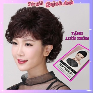 Tóc trung niên Tóc giả ngắn xoăn S01TN02 Tóc giả trung niên xoăn ngắn Tóc giả nguyên đầu