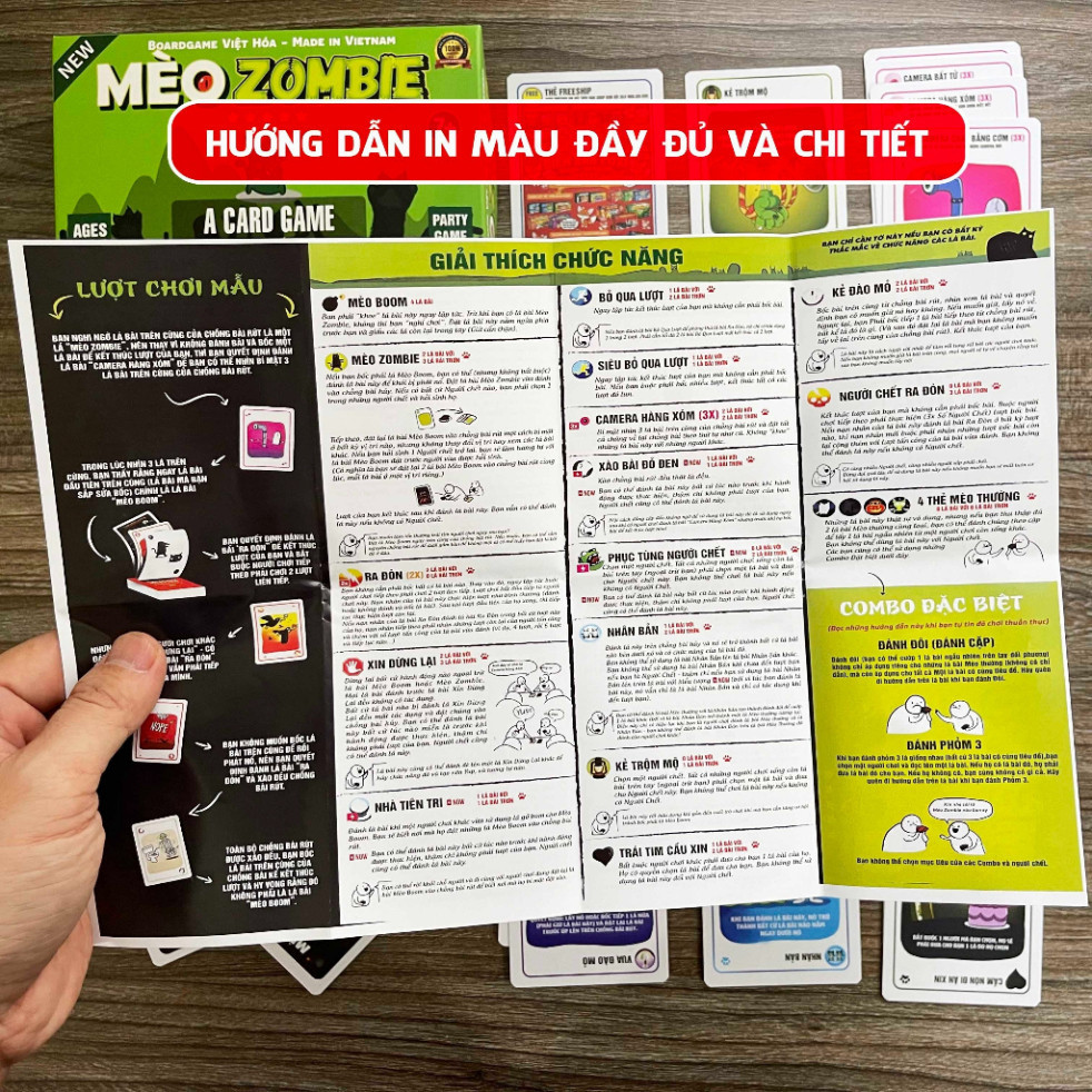 Bài Mèo Zombie Foxi-boardgame Việt Hóa-Mèo nổ-Mèo Boom-Zombie Kittens Board Game hay-mở rộng mới