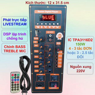  Mạch loa kéo TPA3116D2 150W LIVESTREAM - DSP lập trình chống hú loa kéo 4 – 3 tấc ĐƠN hoặc 3 – 2.5 tấc ĐÔI VR XANH 