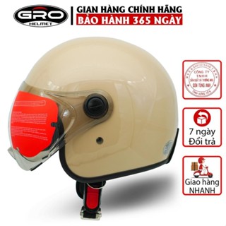  Mũ Bảo Hiểm 3 4 đầu GRO Helmet T818 có kính ngắn che nửa mặt kiểu dáng thời trang cho nữ khóa kim loại - Nhiều màu 