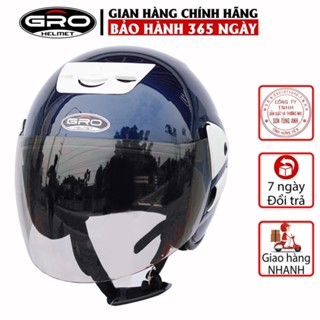  Mũ Bảo Hiểm 3 4 đầu GRO Helmet V2 có kính dài kiểu dáng trẻ trung cho nam và nữ khóa kim loại chắc chắn - Xanh Than 