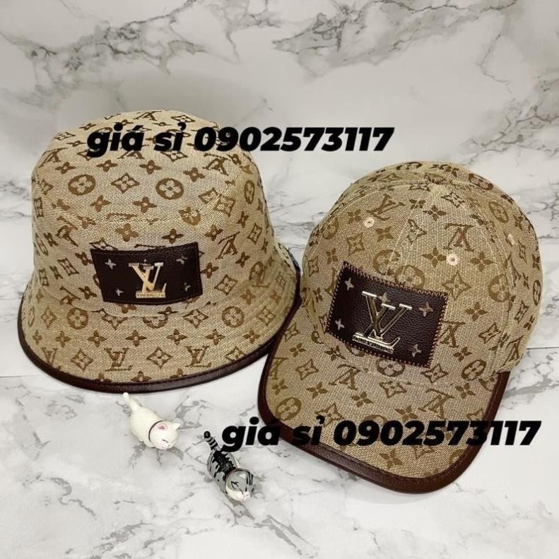 Cặp nón kết mũ lưỡi trai - mũ bucket V./.L mạc sắt da vuông thời trang cao cấp nam nữ full tags hot trend