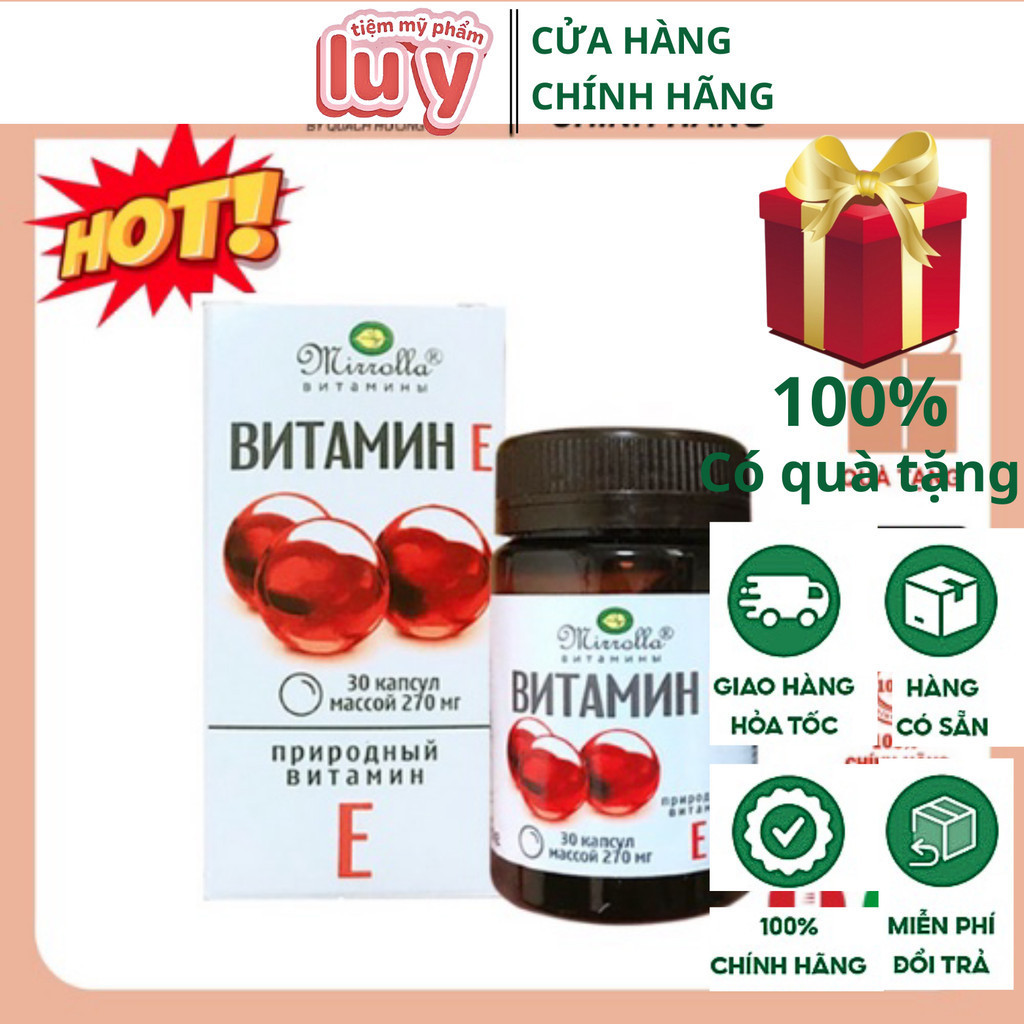 Vitamin E đỏ Nga Mirrolla 270mg (Hộp 30 viên)