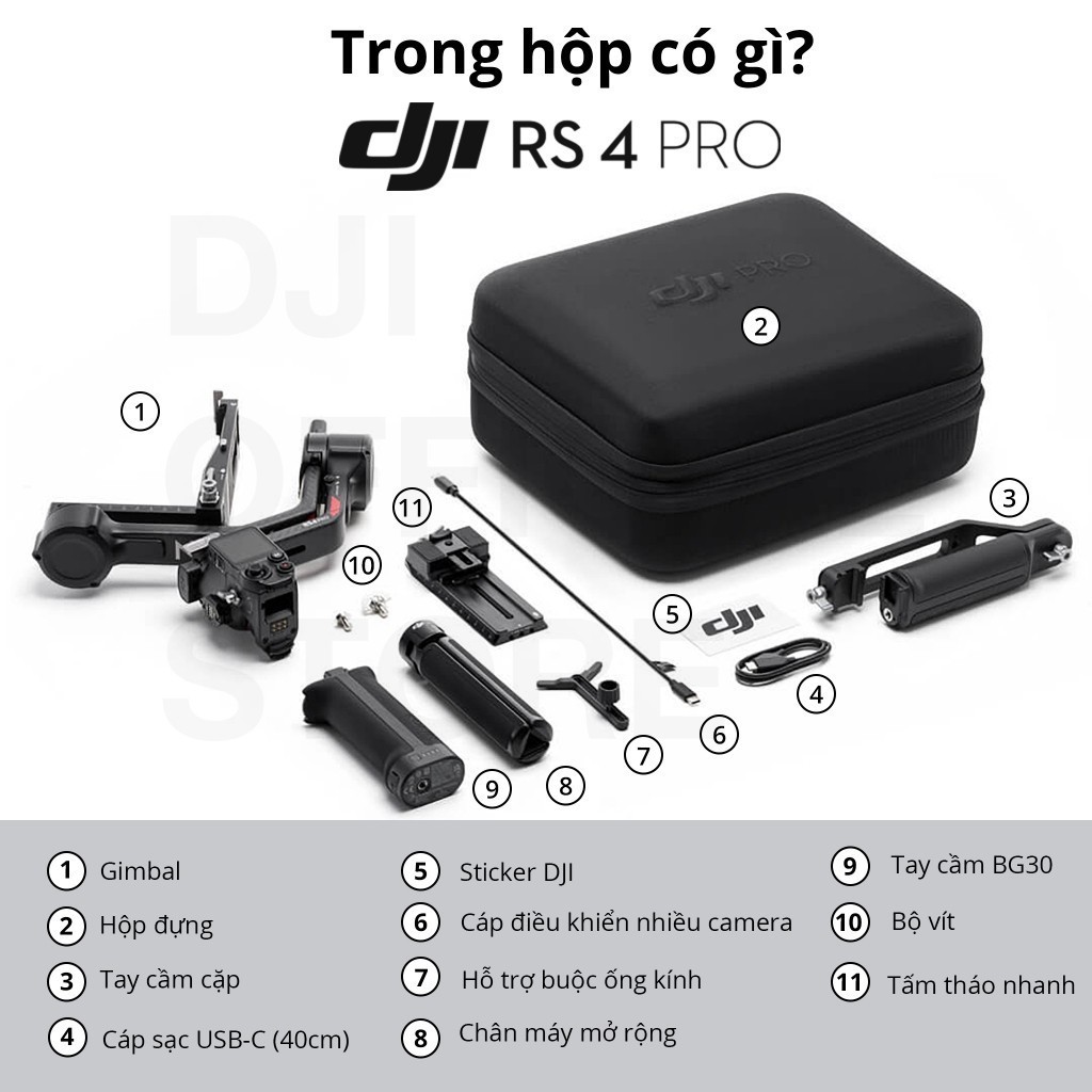 DJI thiết bị quay phim chống rung máy ảnh DJI RS 4 PRO tải trọng đến 4,5kg, camera hành động chính hãng | BigBuy360 - bigbuy360.vn