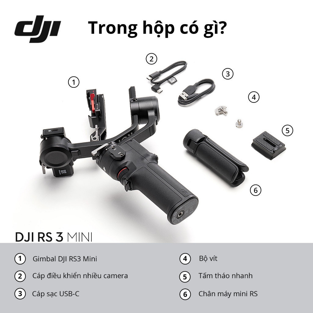 Gimbal máy ảnh DJI RS 3 Mini gọn nhẹ tải trọng 2kg (DJI RS 3 Mini) | BigBuy360 - bigbuy360.vn