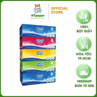 Khăn giấy hộp, khăn giấy rút pulppy lốc 5 hộp180 tờ x 2 lớp mềm mịn siêu dai