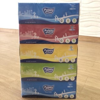 Khăn giấy pulppy hộp vuông rút 180 tờ - 1 cây