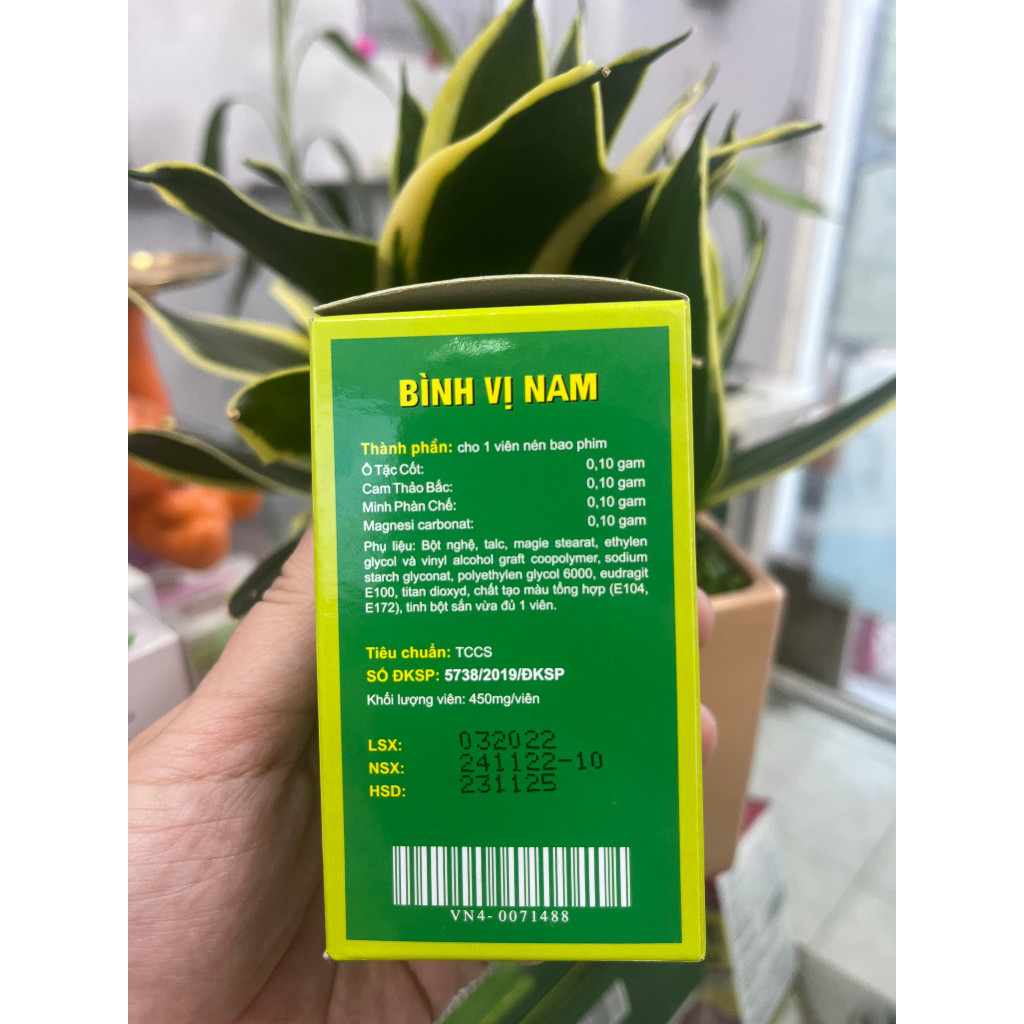 Bình vị nam - Bảo vệ niêm mạc dạ dày - 100 viên