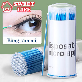 Bông tăm mi sử dụng trong nối mi - Tăm Bông vệ Sinh mi hộp 100c - Tăm bông tháo mi chuyên nghiệp