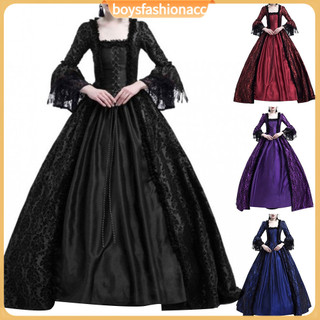 Đầm maxi BOYS tay áo loe phòng cáchnữ hoàng thời trung cổ phục hưng phù hợp hóa trang