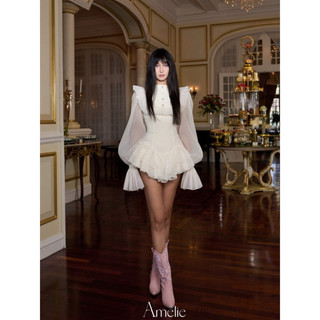 ( Mua hàng qua video ) - Váy tay bồng cổ yếm tròn đính nơ xếp ly - Eloise Dress- LISA STOREE