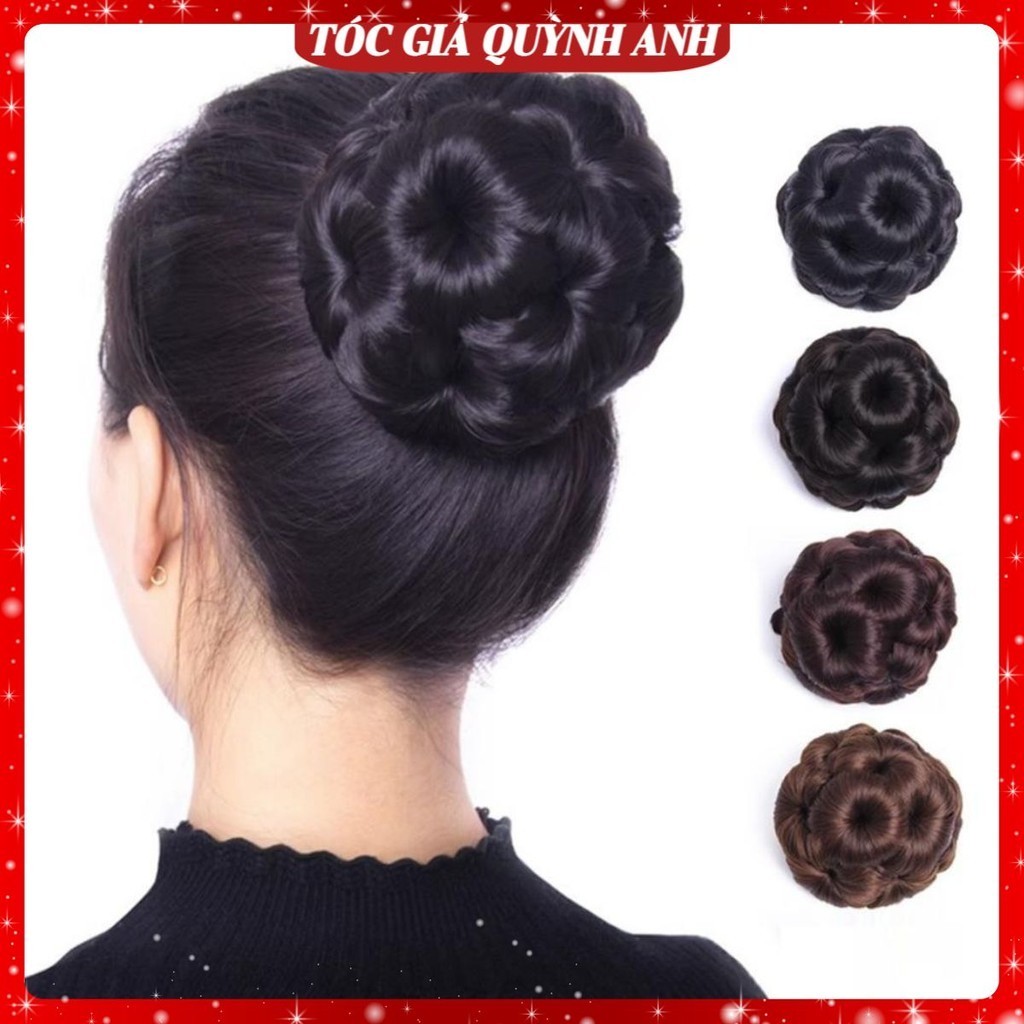 TocGiaQUYNHANH Búi tóc giả trung niên QABU01 Tóc giả búi thời trang dầy dặn Búi tóc nữ đẹp Tóc giả b