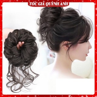 TocGiaQUYNHANH Búi tóc giả búi lơi buộc chất liệu sợi tơ cao cấp mềm mượt như tóc thật QABU04 Tóc giả búi lơi buộc