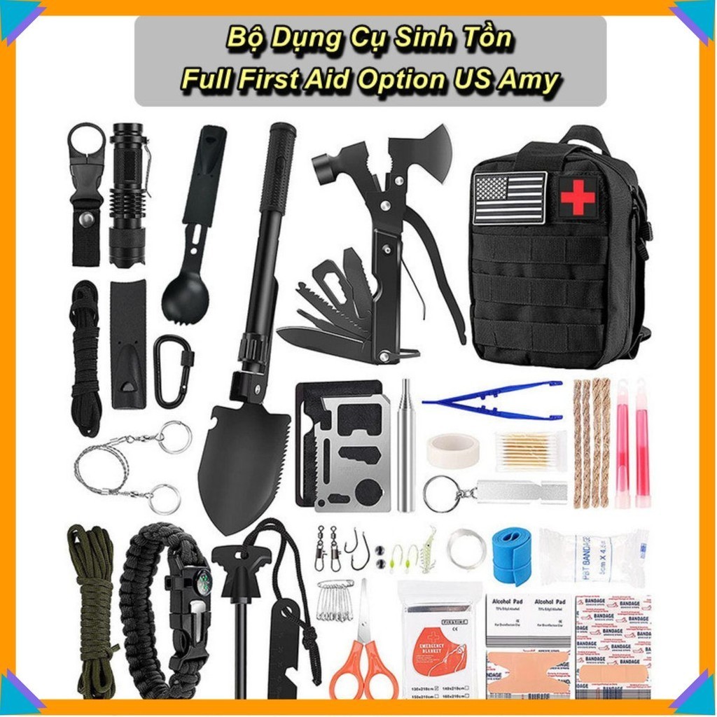 Thiết bị cắm trại Sinh Tồn Full First Aid Option US Amy 💯Store VN💯