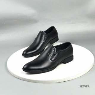 Giày tây nam BQ size 38-43 công sở cao cấp dáng lười mũi nhọn da bò dập vân trẻ trung thanh lịch GT513