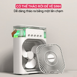 Quạt điều hoà mini 5 lỗ phun sương usb - quạt hơi nước để bàn 600ml tích hợp đèn led 7 màu