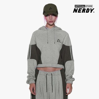 NERDY - Áo hoodie nữ phom croptop tay dài NY Side Block PNEF23HD05-45