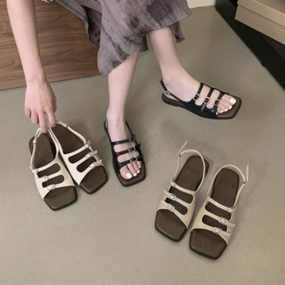 LinhTDEP - Dép sandal nữ đế bệt hàn quốc, giày quai hậu nữ đế thấp sang chảnh lót da công sở lịch sự