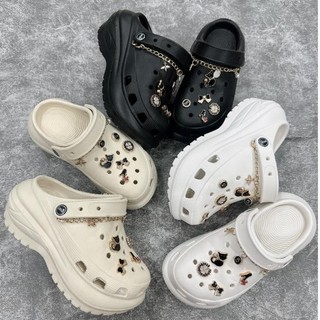 LinhTDEP - Dép cross nữ độn đế cao 7cm, dép sục crocs nữ bít mũi Meo tăng chiều cao, chống nước